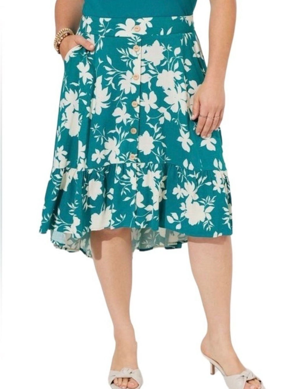 NWT Torrid Midi Lenny High Low Tiered Skirt